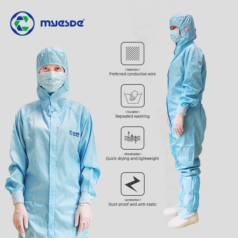 Antistatic Smock Reusable ESD cleanroom coverall antistatic uniform with hood esd lab Coats Clean Room Garments